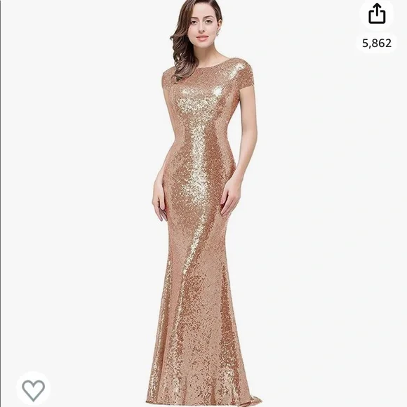green emerald velvet dress A-line Elegant Sparkly Sequin Rose Gold Popular Modest Long Party Even –  bridalsew